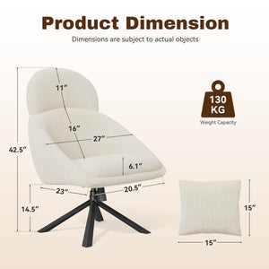 English Elm Modern Swivel Accent Chair with Adjustable Headrest, Oversized Corduroy Upholstered Rocking Recliner for Living Room Beige T3950P397486