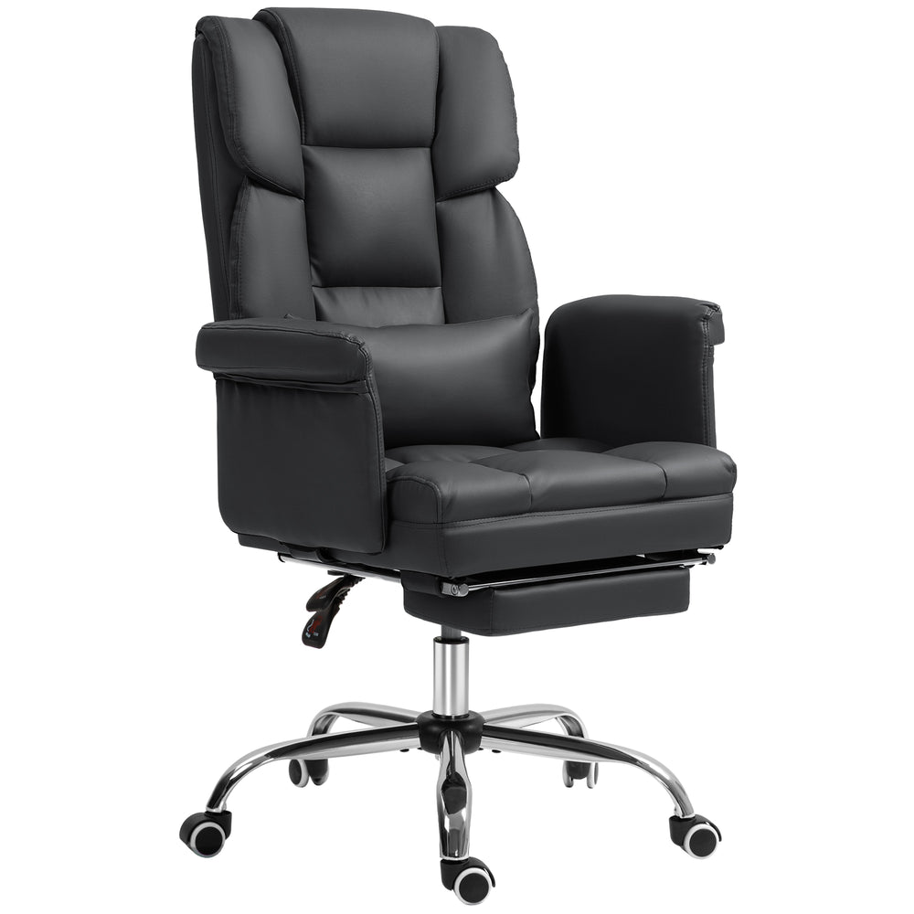English Elm Homcom Ergonomic Executive Office Chair With Reclining Back, Footrest & Lumbar Support For Comfort W2225P250006