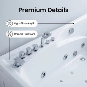 English Elm 67 Inch Acrylic Whirlpool Tub with 8 Hydro Jets Ergonomic Recline Hydrotherapy Soak W3605P455280
