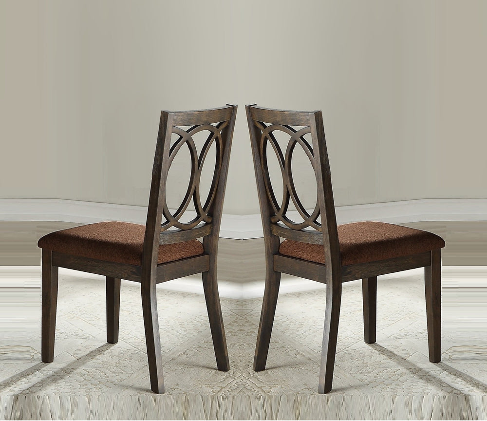 English Elm Classic Weathered Finish Side Chairs Set of 2 with Turned Legs, Padded Linen-Style Upholstery and Trim Espresso 20 L x 41 W x 13 H B2741P334818