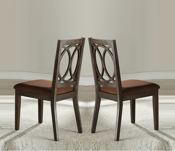 English Elm Classic Weathered Finish Side Chairs Set of 2 with Turned Legs, Padded Linen-Style Upholstery and Trim Espresso 20 L x 41 W x 13 H B2741P334818