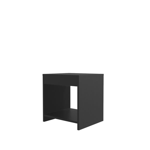 English Elm Anegam Modern Nightstand with Open Shelf, Black — Compact Minimalist Bedside Table for Small Spaces B128P245000