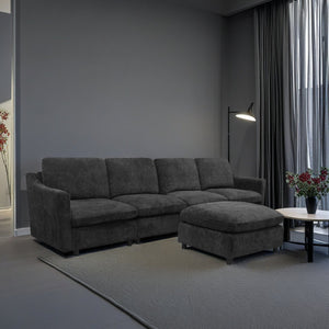 English Elm Modern Oversized Deep Seat Sectional Sofa with Reversible Chaise, Plush Loop Yarn, Memory Foam Comfort W1183S00012