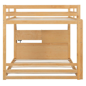 English Elm Full Bunk Bed with App Led Lighting Usb Charging Storage Drawers Kids Bedroom Natural N820S00080N