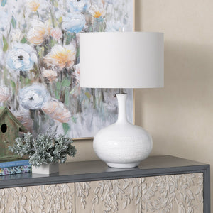 Crestview Collection 28.25"H Elegant Ceramic Table Lamp Set With Textured Design & White Linen Shade For Ambient Lighting   Cvap3127