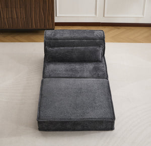 English Elm Compression Mahjong Sofa Bed - Stylish Modular Floor Seating, Soft Fleece, No Assembly, Dark Grey W3723P377151