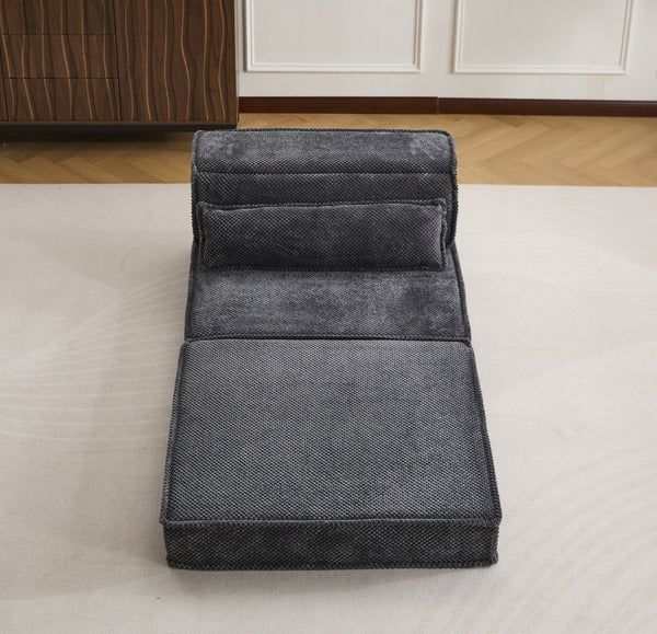 English Elm Compression Mahjong Sofa Bed - Stylish Modular Floor Seating, Soft Fleece, No Assembly, Dark Grey W3723P377151