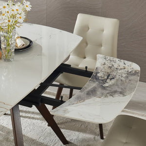 English Elm Retractable Sintered Stone Extendable Dining Table Seats 8 Modern Minimalist Base W5630P456161