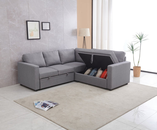 English Elm Sectional Sofa Bed - Modern Grey Space-Saving Design, Easy Assembly, And Plush Comfort For Small Spaces B205S00042-GIGA