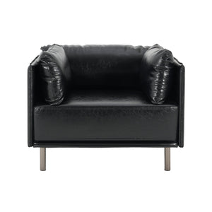 English Elm Christopher Knight Home® - 39" Vintage Black Faux Leather Lounge Chair - Stylish Comfort With Durable Build For Any Space N767P208310K
