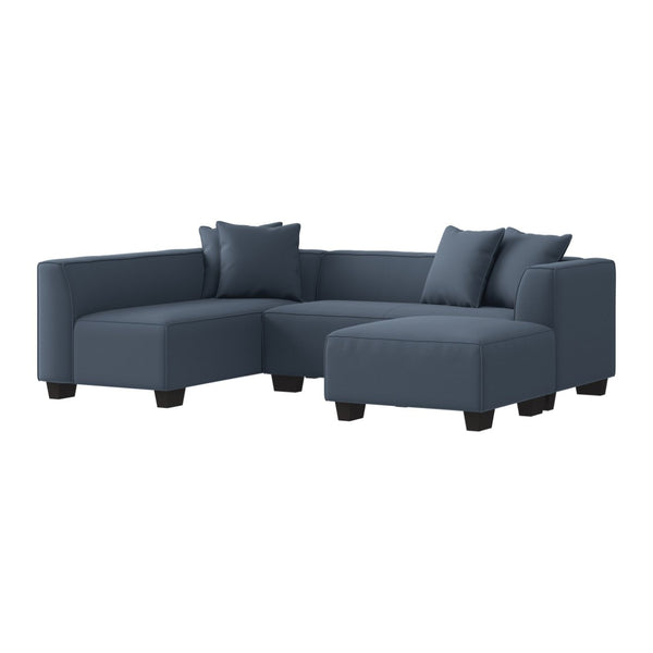 English Elm Marston Corduroy L-shape Sectional Sofa Deep Seating Six Seat Modern Living Room Navy Blue B127S00003
