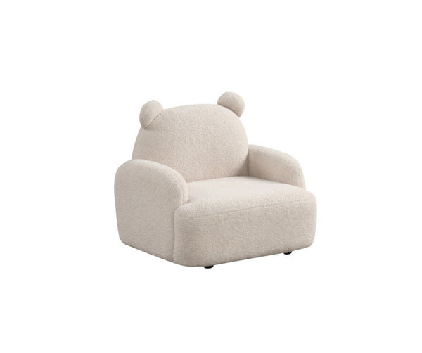 English Elm Rosella Bear Shaped Sherpa Kids Armchair with Sculpted Ears for Playroom Comfort Beige B2749P413207