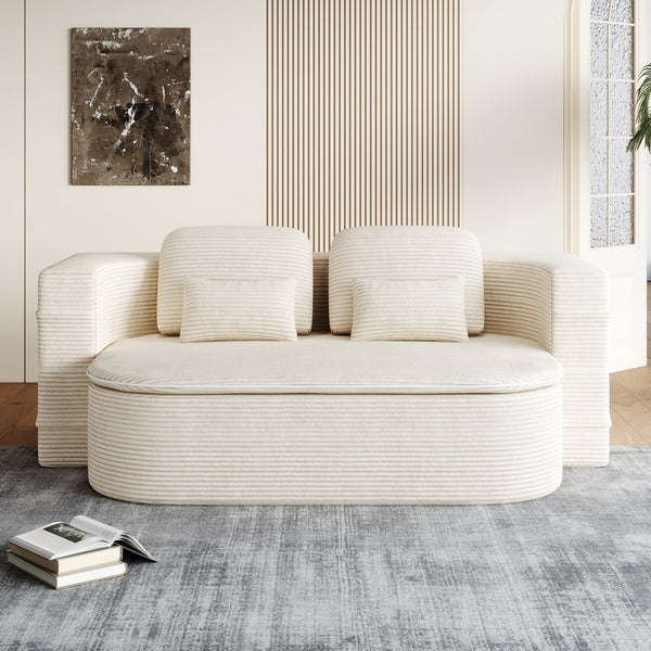 English Elm 75''2-In-1 Foldable Sofa Bed With Multi-Functional Blanket & Pillows - Cozy Corduroy Lounge Solution W834P317044