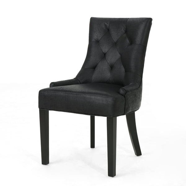 English Elm Christopher Knight Home® - Cheney Dining Chairs Set Of 2 - Elegant Microfiber With Diamond-Tufted Backrest For Comfort 54181.00MFBLK