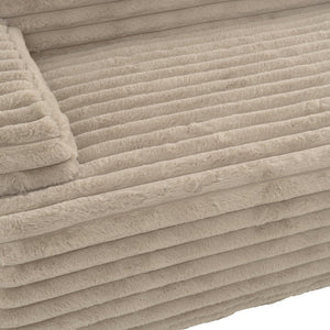 English Elm 110" Cloud Sectional Sofa Upholstered with Ultra-Soft Faux Rabbit Fur, Modular L-Shape Comfort and Easy Care Light Coffee N719S001820D