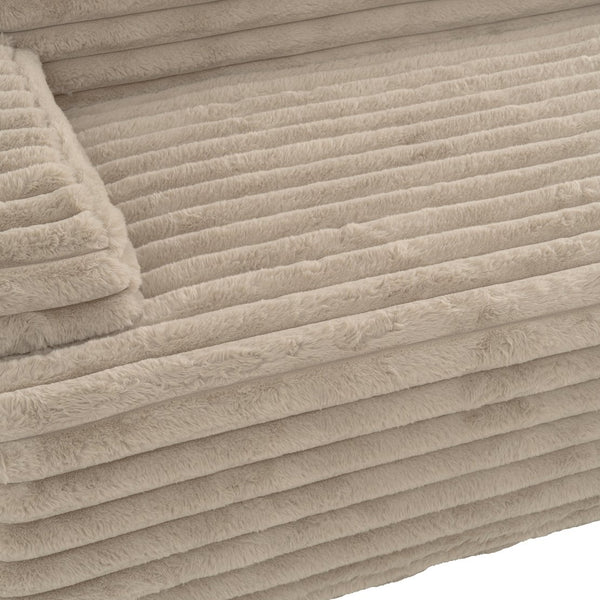 English Elm 110" Cloud Sectional Sofa Upholstered with Ultra-Soft Faux Rabbit Fur, Modular L-Shape Comfort and Easy Care Light Coffee N719S001820D