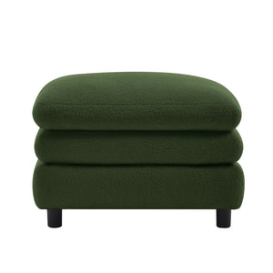 English Elm Vitoria Curved Modular Ottoman in Plush Teddy Fleece for Contemporary Living Rooms Green W5656P454372