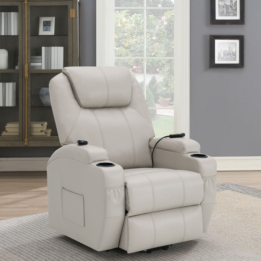 English Elm Selwyn Champagne Power Lift Massage Recliner with Heat, Faux Leather Upholstery & Smooth Recline (98) B062P375531