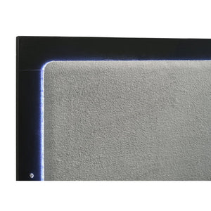 English Elm Sophia Modern Black Eastern King Panel Bed with Light Grey Upholstered LED Headboard & Gold Accents B062S01056