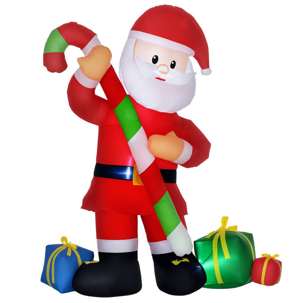 English Elm 6ft Santa Claus Inflatable Yard Decoration with Led Lights and Candy Cane Holiday Display T3971P404350