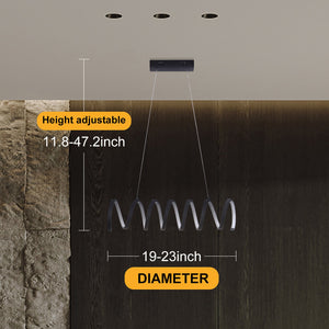 English Elm 23"L Matte Black Spiral Loop Aluminum Pendant Light with Integrated 14W LED, Adjustable 47"-12" Cords, Modern Illuminate B072P220163