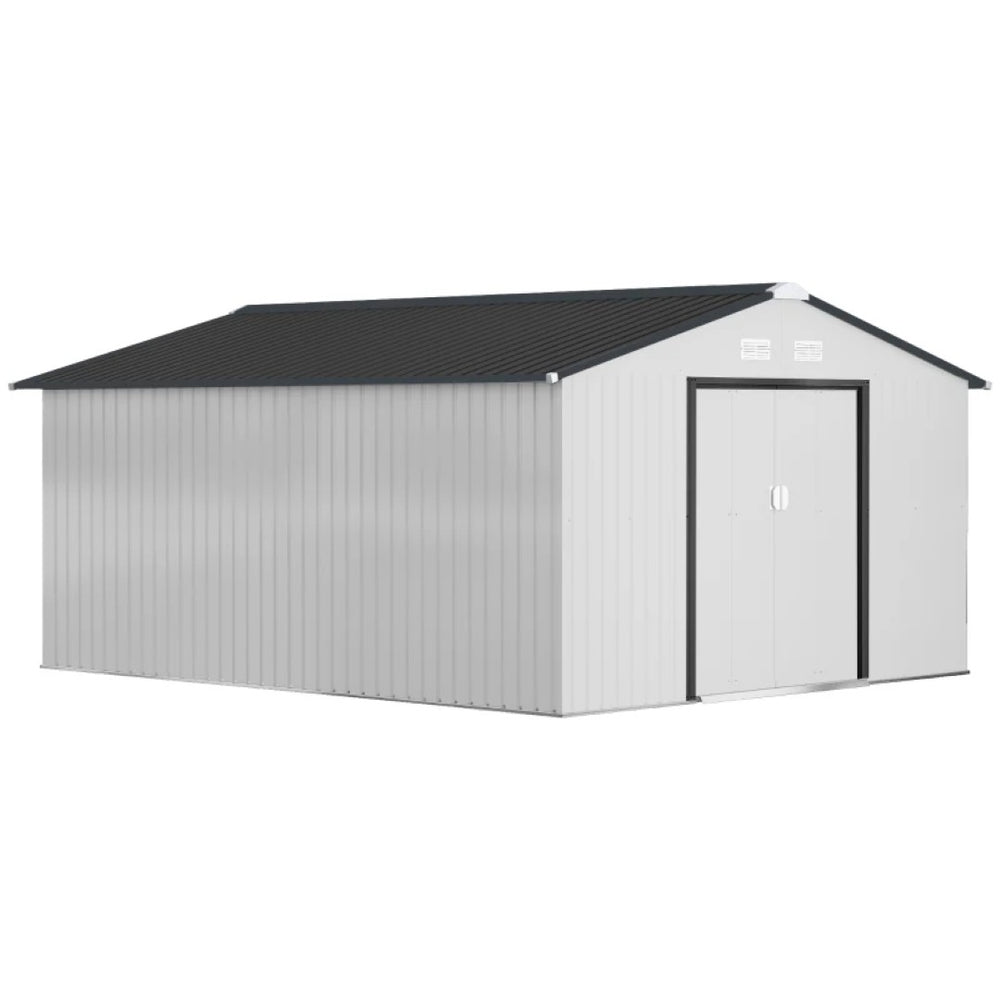 English Elm Durable Galvanized Steel Outdoor Storage Shed with Lockable Doors and Weather Resistance T3971S00226