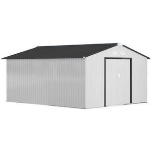 English Elm Durable Galvanized Steel Outdoor Storage Shed with Lockable Doors and Weather Resistance T3971S00226