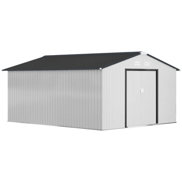 English Elm Durable Galvanized Steel Outdoor Storage Shed with Lockable Doors and Weather Resistance T3971S00226