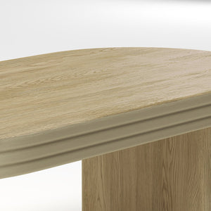 English Elm Mid Century Modern Oval Fluted Coffee Table with Wood Veneer for Living Room Natural W757P370240