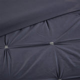 INK+IVY Masie Transitional 3 Piece Elastic Embroidered Cotton Duvet Cover Set II12-801 Navy