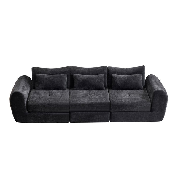 English Elm Modular Cloud Sectional Sofa Bed with Flannelette Upholstery for Flexible Living Black W1829S00074