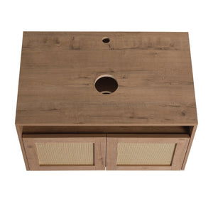 English Elm 30" Bathroom Vanity With Integrated Sink, Soft-Close Doors, & Modern Floating Design For Minimalist Space W999S00397
