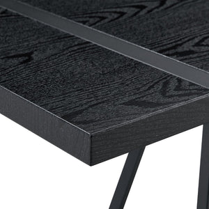 English Elm Black Faux Wood Grain Rectangular Dining Set with Shell Pattern Upholstered Chairs White+Black W1151S04366