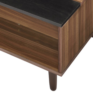 English Elm Avala Walnut & Black Lift-Top Coffee Table with 4 Compartments, Durable Melamine Top, Modern Legs B2726P251272