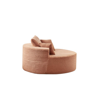 English Elm 55"l Teddy Fleece Round Chaise Chair Plush Foam Seating for Modern Living Rooms Orange W1669P368393
