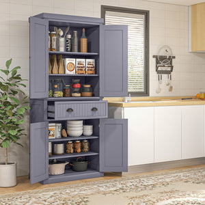 English Elm Homcom 72" Tall Kitchen Pantry Cabinet With Adjustable Shelves, Drawer & Classic Navy Blue Finish W2225P249922