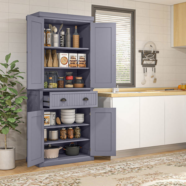 English Elm Homcom 72" Tall Kitchen Pantry Cabinet With Adjustable Shelves, Drawer & Classic Navy Blue Finish W2225P249922