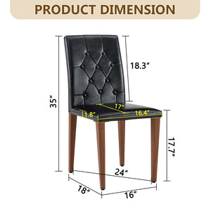 English Elm 4-piece Brown Suede Dining Chair Set with Tufted Back and Walnut Metal Legs Black,Walnut W1151P361165