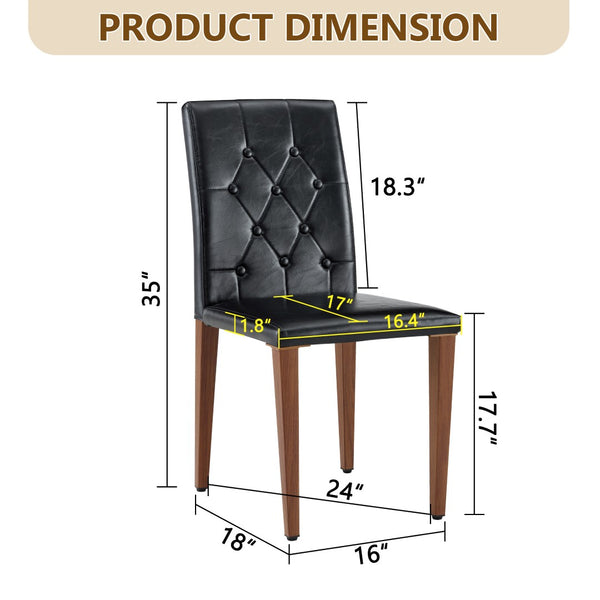 English Elm 4-piece Brown Suede Dining Chair Set with Tufted Back and Walnut Metal Legs Black,Walnut W1151P361165