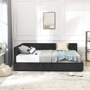 English Elm Full Size Upholstered Tufted Bed Frame - Stylish Velvet Sofa Bed With Armrests & Backrest Comfort W487S00309