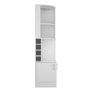 English Elm Seattle Corner Bar Cabinet with Eight Bottle Cubbies, Two Open Display Shelves, Modern Ergonomic Design White 46 L x 23 W x 7 H B128P176128