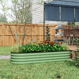 English Elm Outsunny Galvanized Steel Raised Garden Bed Modular Outdoor Planter with Safe Edging W2225P200928