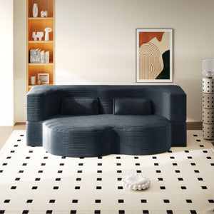 English Elm Modern Corduroy Floor Sofa Foldable Twin Sleeper Foam Filled for Dorms and Playrooms Dark Grey W1885P446607