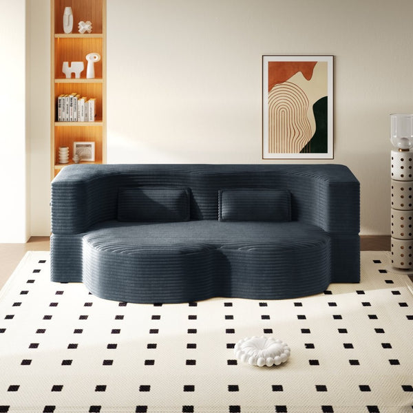 English Elm Modern Corduroy Floor Sofa Foldable Twin Sleeper Foam Filled for Dorms and Playrooms Dark Grey W1885P446607
