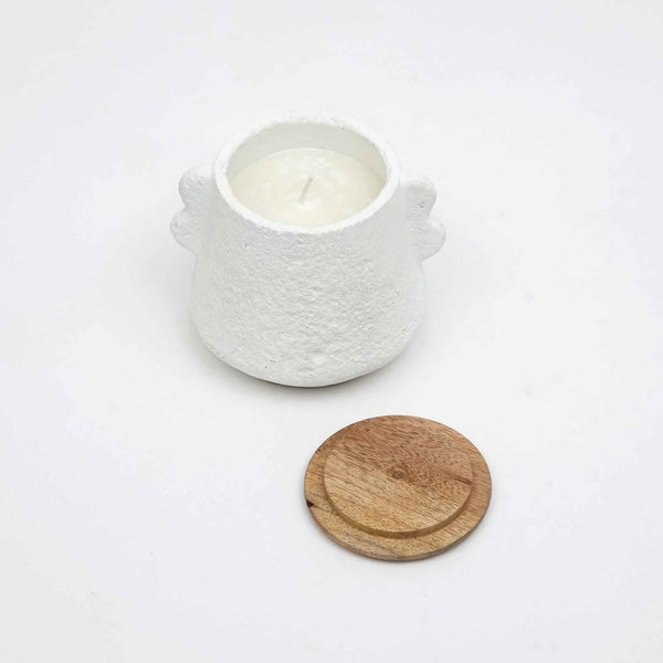 English Elm Jar Candle Handcrafted Ecomix Wax With Mango Wood Lid - Serene Mimosa Scent, Eco-Friendly Decor B346P369771