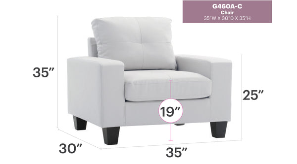 English Elm Elegant Newbury Club Chair with Pocketed Coil Support and Dacron Foam Comfort, KD Design for Small Spaces White 20 L x 30 W x 21 H B078108254