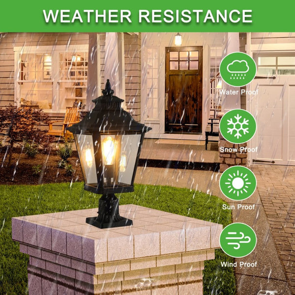 English Elm 21"(h) Matte Black Aluminum Post Lanterns Set of Two for Driveway Garden Path W2312P415982