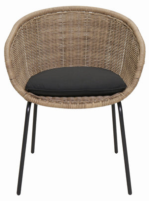 English Elm Outdoor Handwoven Wicker Bucket Chairs with Cushions All Weather Patio Set of 2 W3990P464935