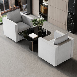 English Elm Decorative linen single sofa chair with plush breathable cushion, compact modern armchair for reading nooks Grey W1727S00045