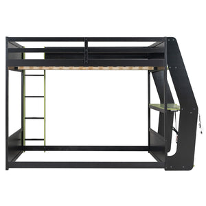 English Elm Full-size Gaming Loft Bed with Integrated Rgb Desk Usb Ports and Esports Frame Green LT000239AAG